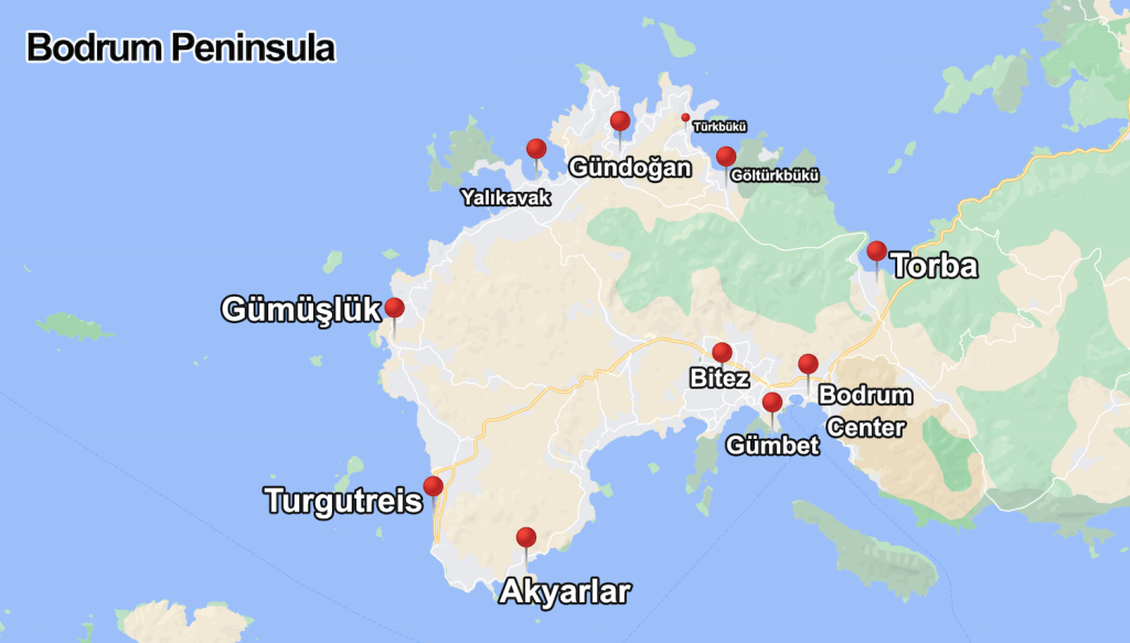 Bodrum accommodation areas